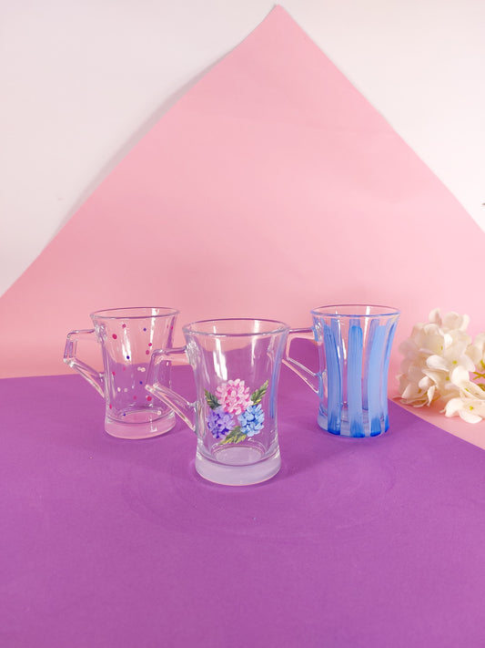 Hydrangea Tea Cups With Handles Set of Six