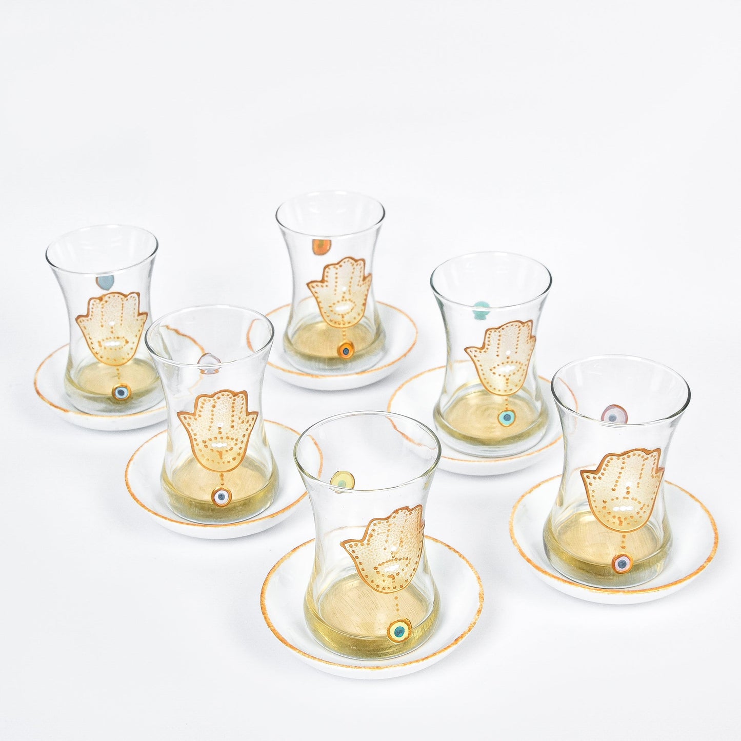 Gold Fatima Hand Tea Cups Set of Six