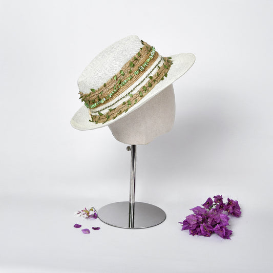 Olive Green Embellished Hat