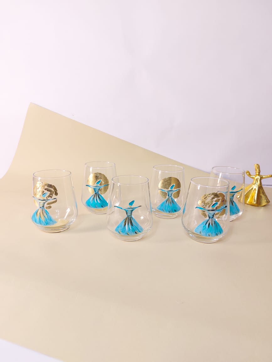 Gold Dancing Dervish Water Cups Set of Six