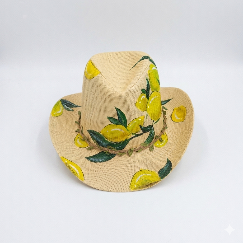 Lemon Hand Painted Summer Hat