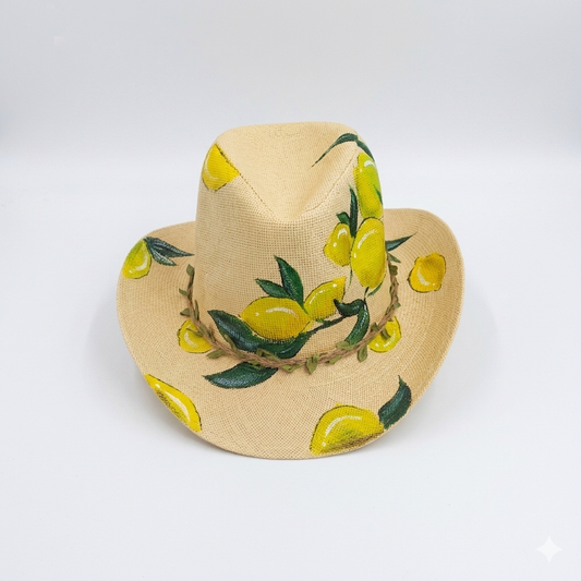 Lemon Hand Painted Summer Hat
