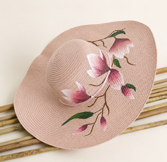 Big Dusty Rose hat with Flowers
