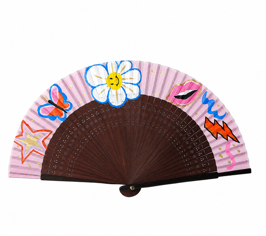 🌸 Hand-Painted Fan – Playful Bloom