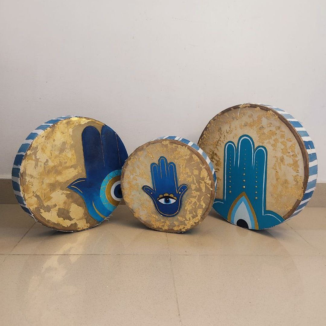 Fatima Hand Hand Painted Daff Set of Three
