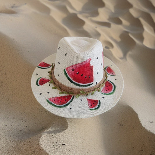 Watermelons Hand Painted Summer Hat