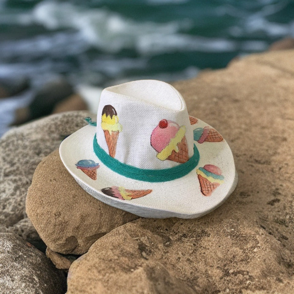 Ice Cream Hand Painted Summer Hat