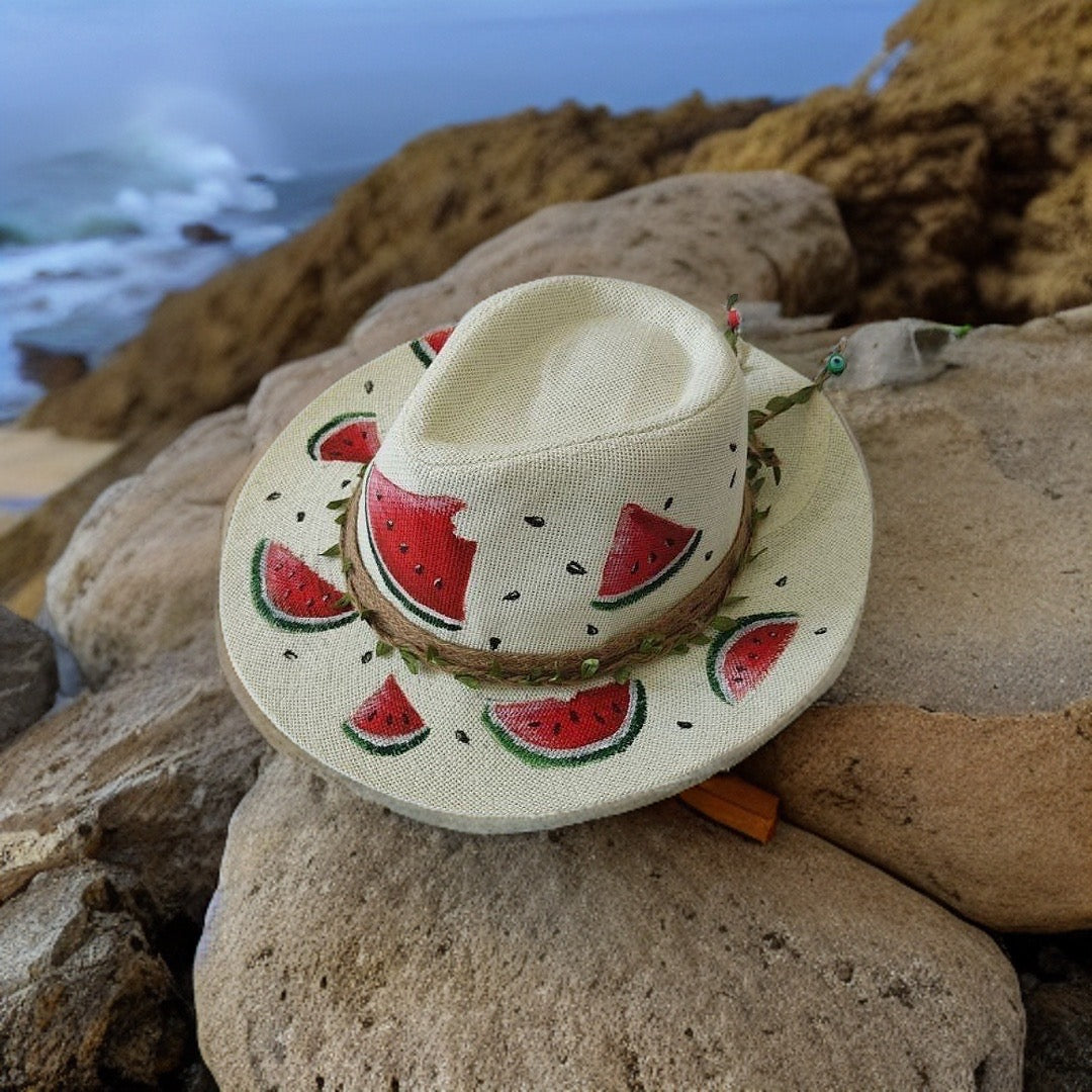 Watermelons Hand Painted Summer Hat
