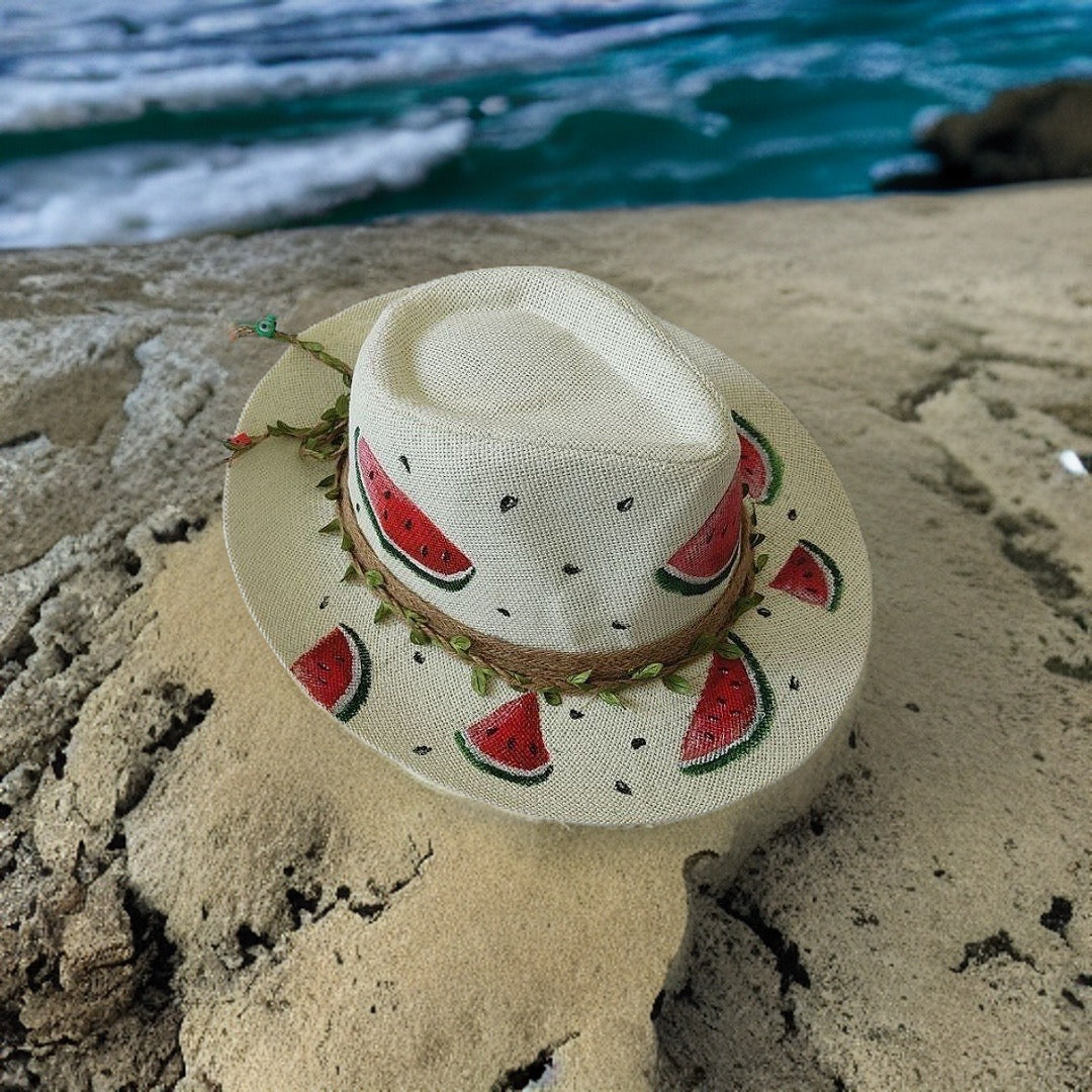 Watermelons Hand Painted Summer Hat