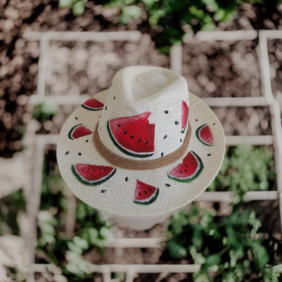Watermelons Hand Painted Summer Hat