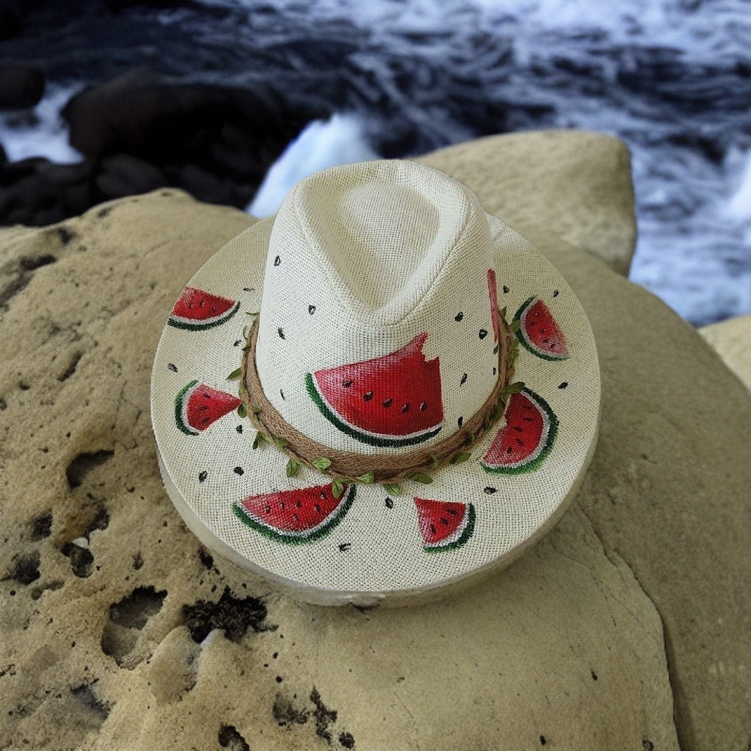 Watermelons Hand Painted Summer Hat