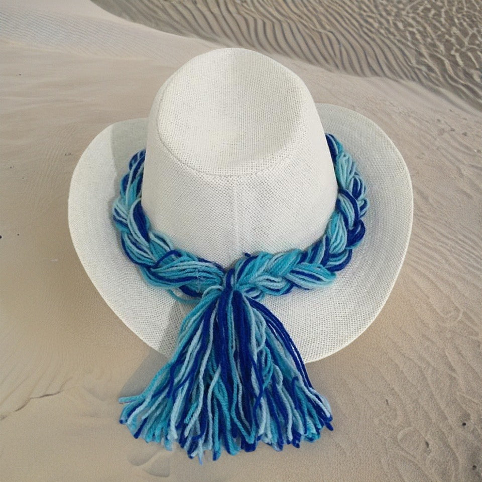 Braided Handmade Blue Summer Hat