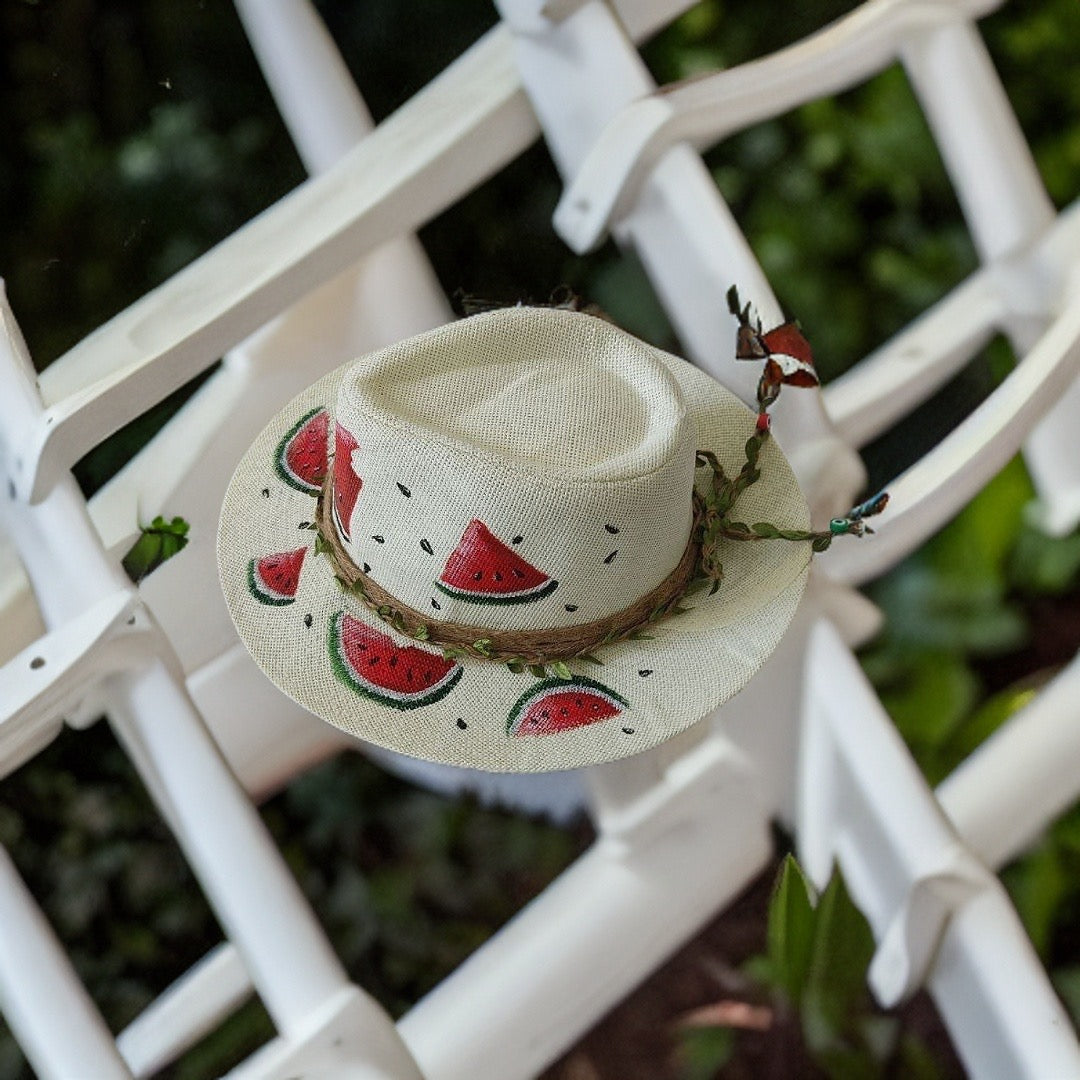 Watermelons Hand Painted Summer Hat