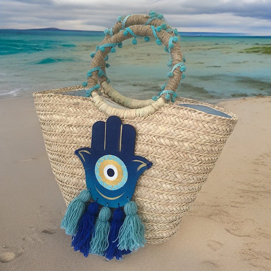 Blue Fatima Hand Handmade Summer Bag