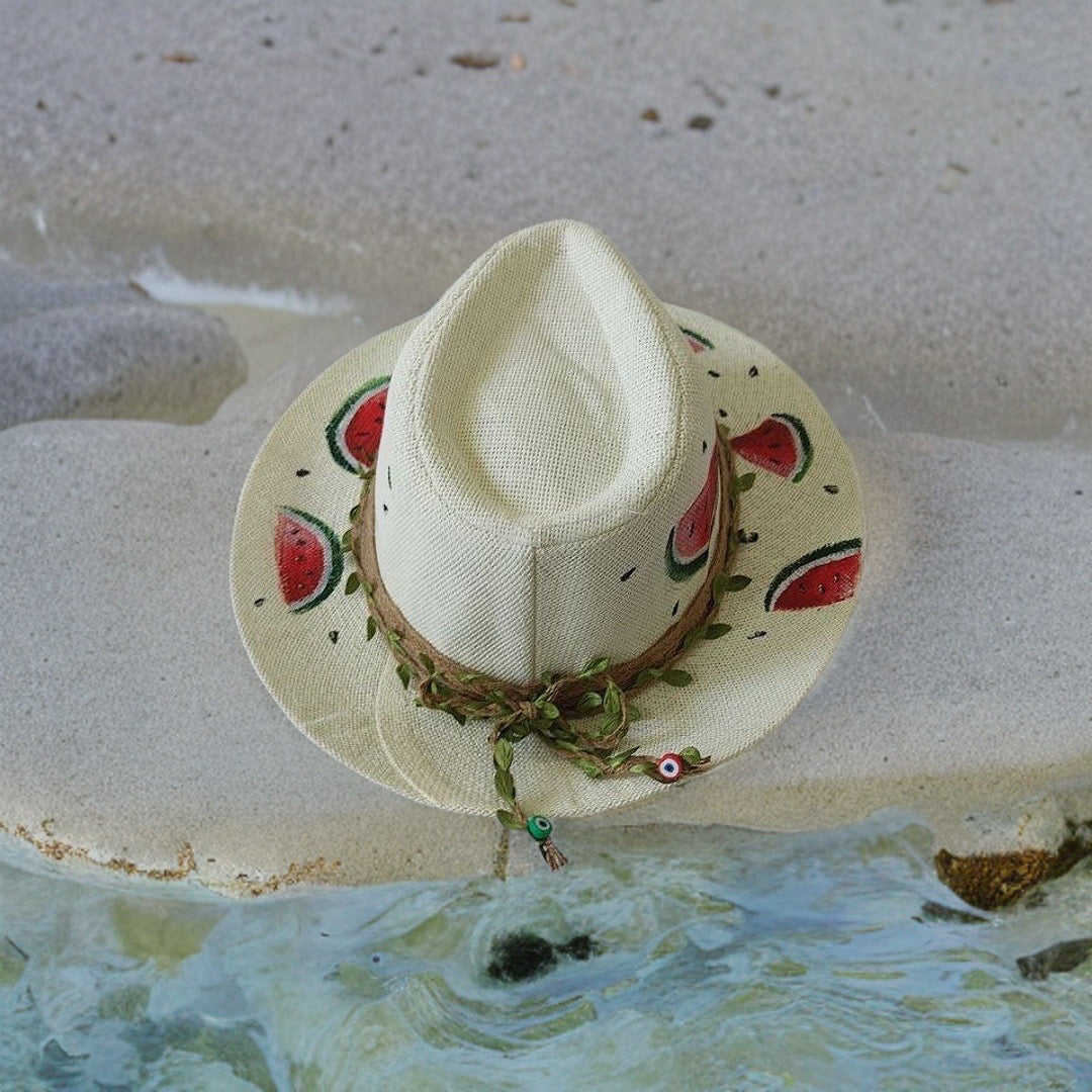 Watermelons Hand Painted Summer Hat