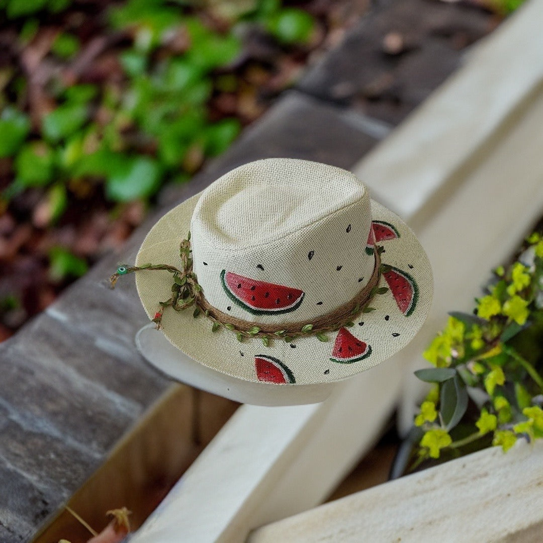 Watermelons Hand Painted Summer Hat